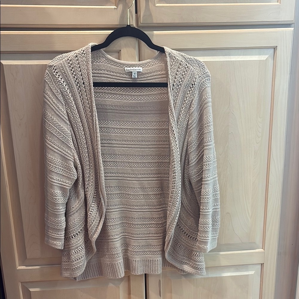 Croft & Barrow Women's Taupe Open-Front Cardigan Cottagecore Neutral XL